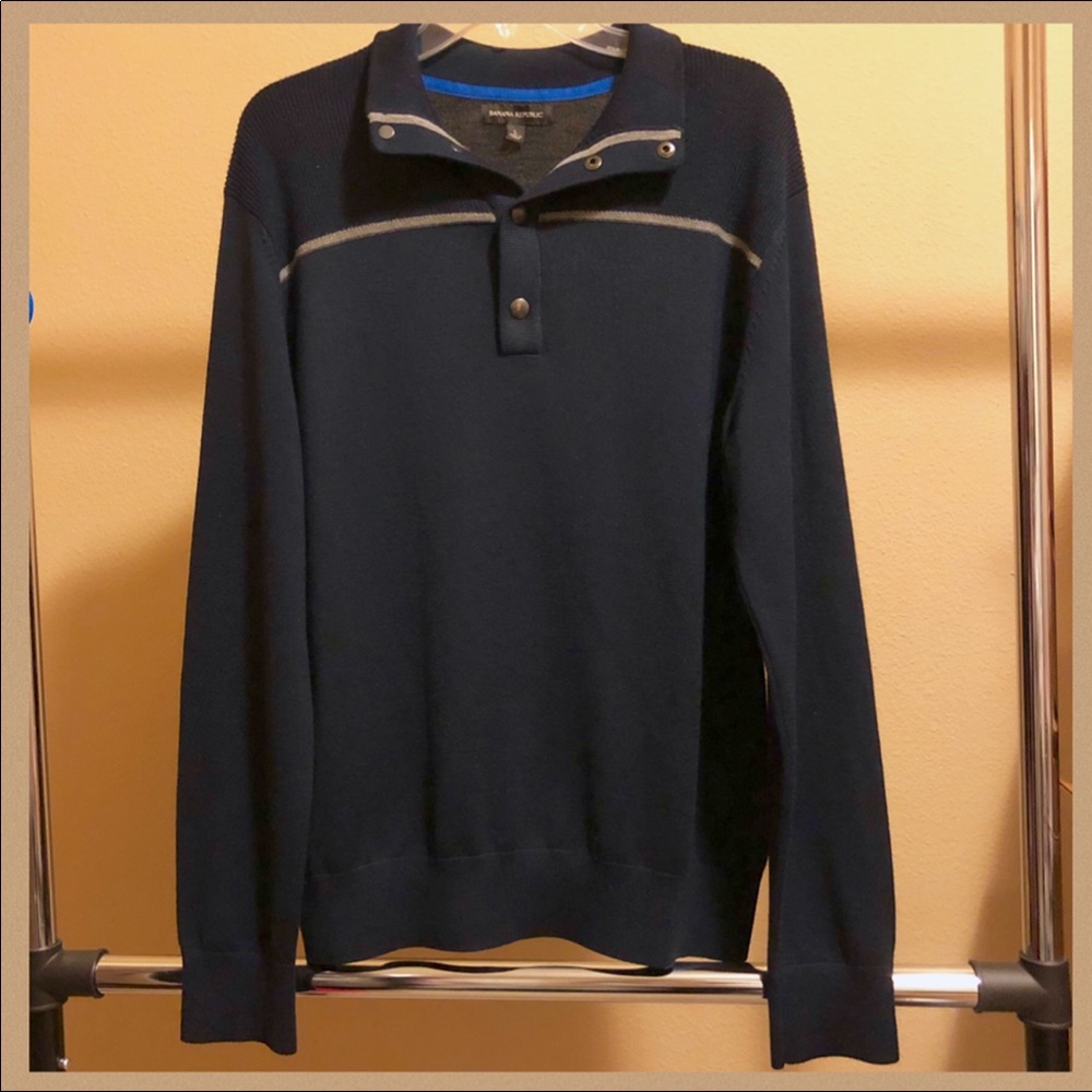 ❤️SOLD❤️Mens Banana Republic Navy 1/4Snap Sweater